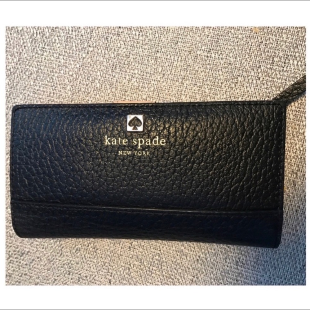 Kate Spade Southport Ave Black Wallet Real Leather